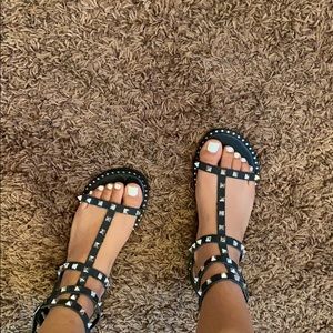 Black strapped sandals